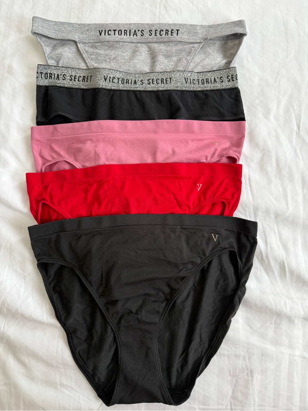 Victoria's Secret Girls 5-Pack Briefs - Black, Gray, Pink, Red